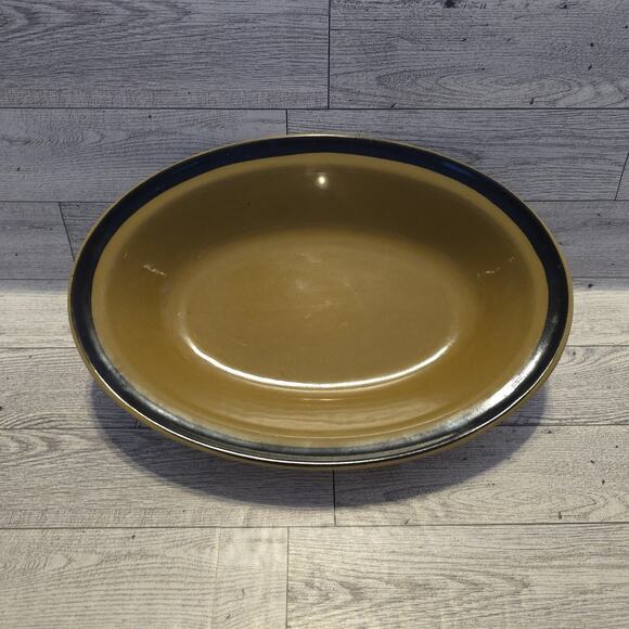 Designers Collection Other - Vtg Designers Collection Oval Serving Bowl Mustard Yellow Black Rim Stoneware